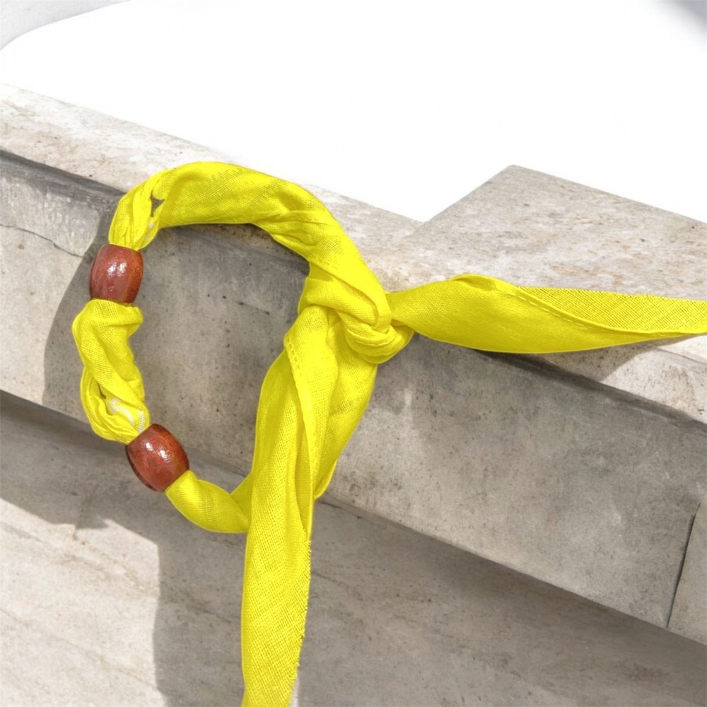 (#100) Handmade Yellow and Brown bandana bracelet